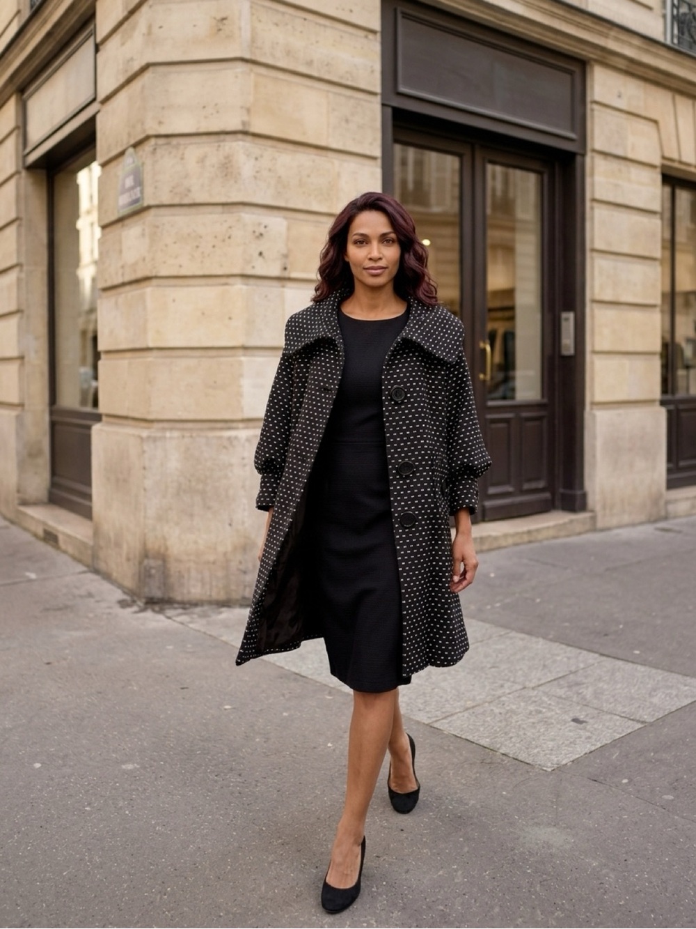 Hazel Black and White Patterned coat